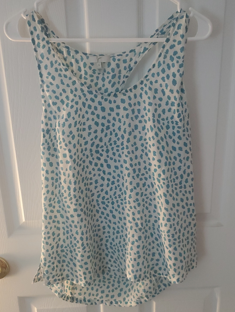 Joie White Camisole with Teal Spot Print